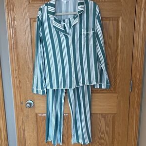 Honeydew Intimates Green and White Striped Pajama Set